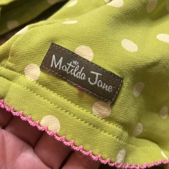 Matilda Jane Green and White Willow Dot Hoodie Jacket, size 8 - Picture 5 of 8